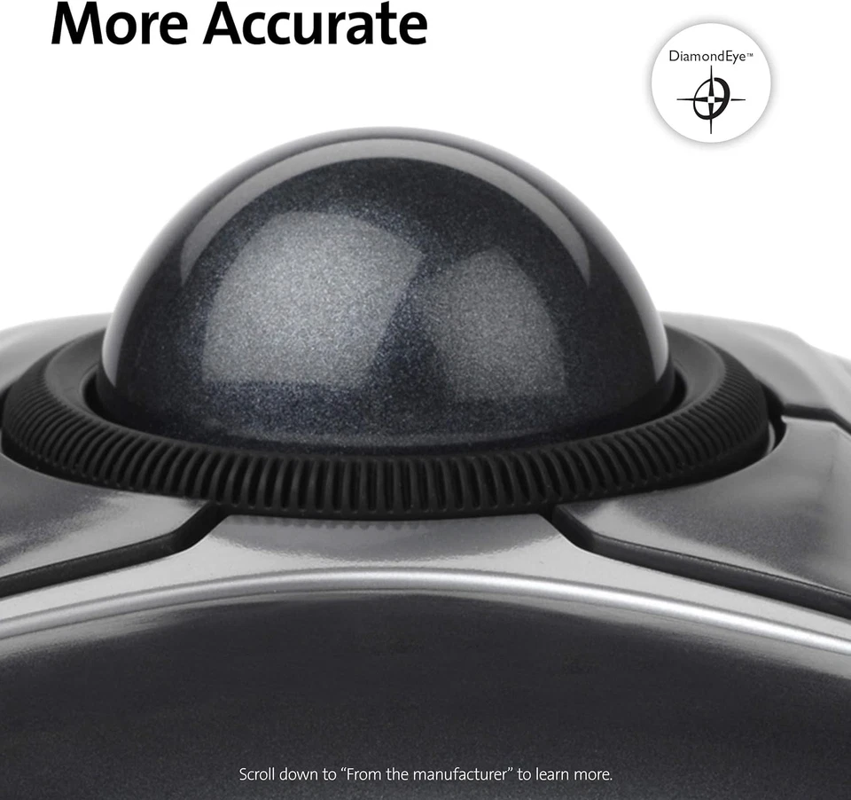 Kensington Expert Trackball Mouse (K64325), Black Silver, 5"W X 5-3/4"D X 2-1/2" - Image 3 of 4