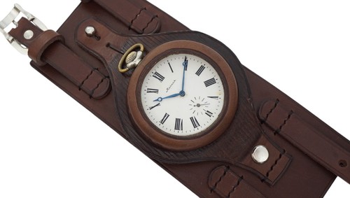 WW1 biker Leather strap band wristband for Pocket Watch 50 mm WWII times - Picture 22 of 41
