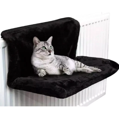 ASPECT Petlicity Fleece Pet Radiator Bed Cat Dog Kitten Puppy Animal Warm Hammok Black