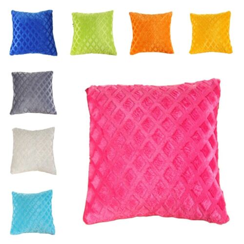 Velvet Geometric Pillow Case Plain Short Plush Soft Two-Sided Cushion Cover - Picture 1 of 18