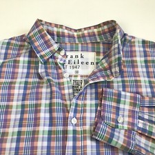 FRANK & EILEEN Men's Button Up L/S Shirt Plaid Cotton Muliticolor USA Made Sz M