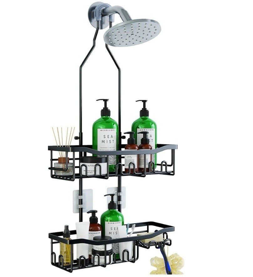 Shower Caddy, Upgraded Extended Length Shower Caddy Over Showerhead No Blocking