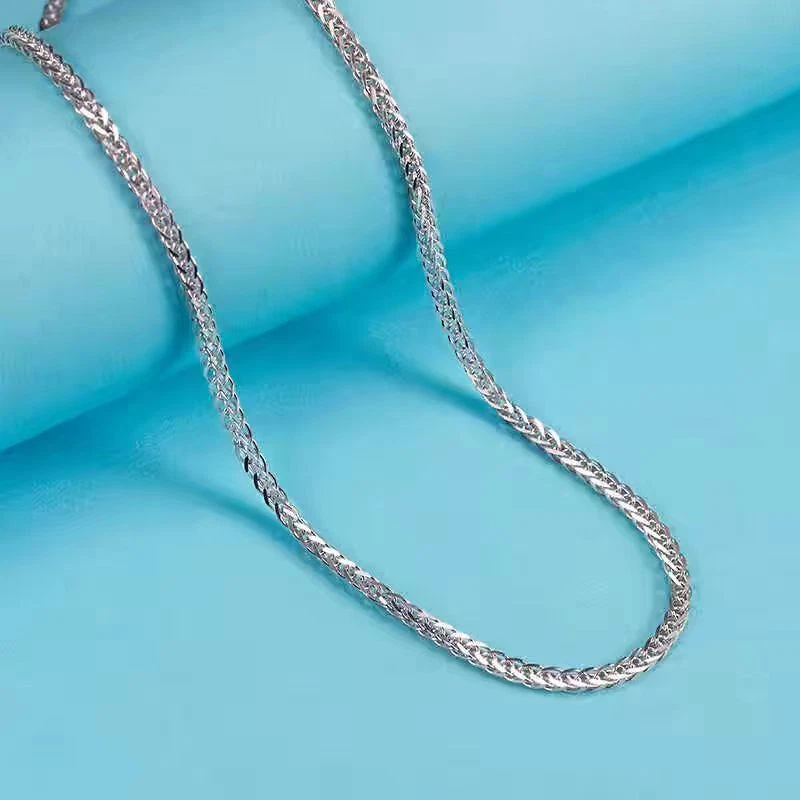 PT950 чистой платины 950 цепочка 1,2 мм-3,5 мм Lucky пшеницы ссылка ожерелье 16-24 дюйма - Изображение 3 из 4