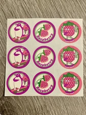 Lot of 9 Vintage Scratch & Sniff Stickers Raspberry CTP Stickers Sheet 