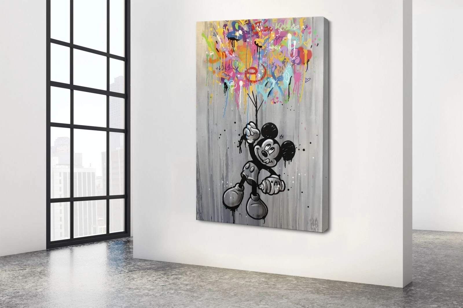 Trendy Mickey Cartoon Wall Art Framed Canvas Print for Kids Room Decor