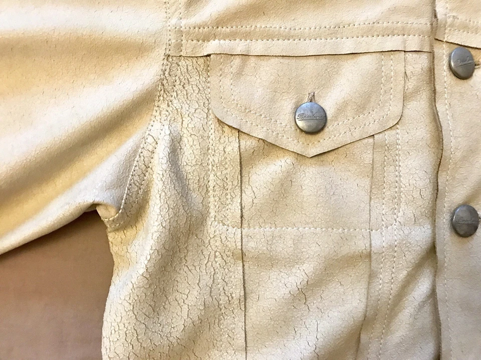 BORSABINO Chicos Imitación Gamuza Denim Chaqueta Estilo Beige Tostado Hecho en Italia Talla 4 104cm Foto 4 de 4