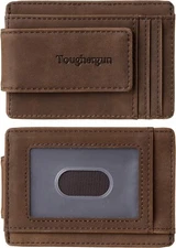 Money Clip RFID Front Pocket Wallet Men Leather Slim Minimalist Wallet