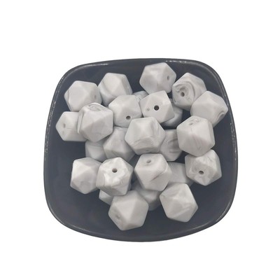 50pcs Silicone Hexagonal Pearl Focal Beads Ball for Pen Accessory 14mm Loose ...