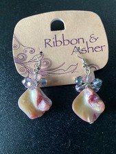 Ribbon and Asher new pink drop earrings and necklace (which has been worn)