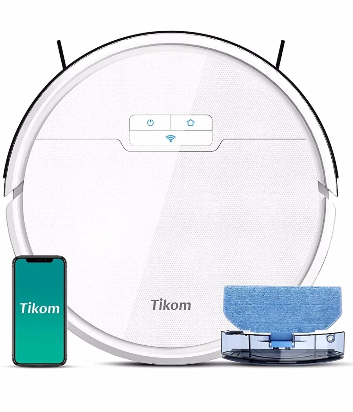 Tikom G8000 Pro Mopping Function Robotic Vacuum Cleaner Carpet Hard Floor White
