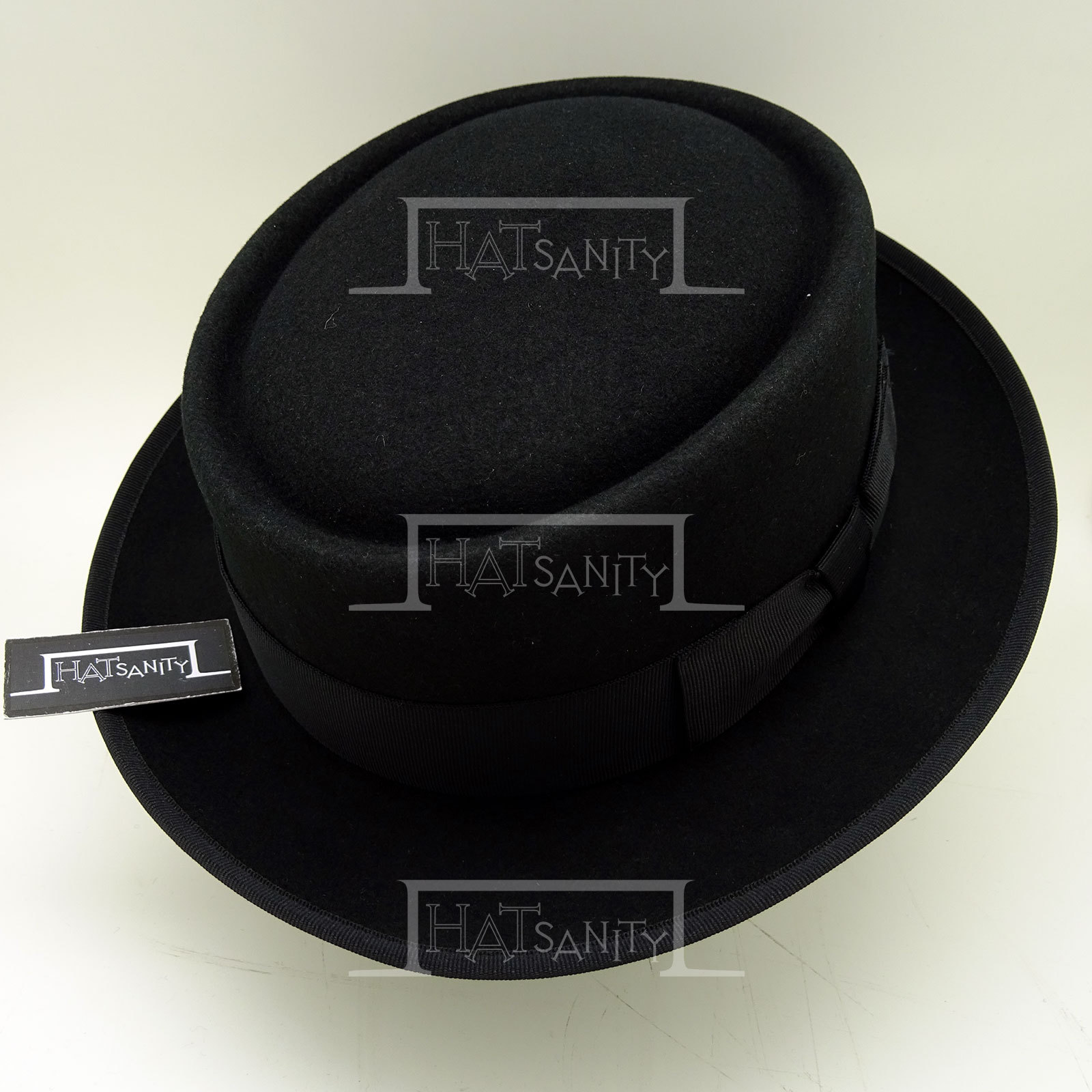 VINTAGE Wool Felt Pork Pie Hat Men Stingy Brim Flat Top Porkpie | Black ...