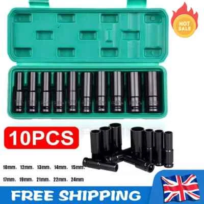 Deep Impact Socket 1/2" Drive Long Reach Thin Wall 10PCS Sockets 10-24mm Set..