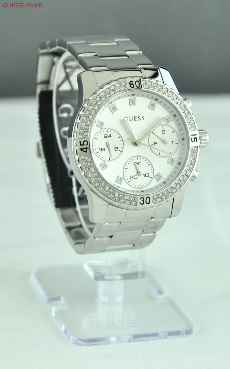 Montre GUESS Pour Femme Argent Acier Multifonction - Modèle U11052L1 - Neuf Avec étiquettes