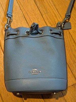 Coach Blue Small Bucket Crossbody Bag Drawstring Adjustable Detachable Strap