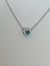 Collana Smeraldo Cuore e Brillanti G Color Ct. 0,35 - Oro Bianco 18k