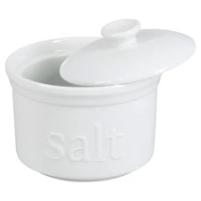 BIA Cordon Bleu Salt Box 10 oz White Ceramic with Lid Kitchen Storage