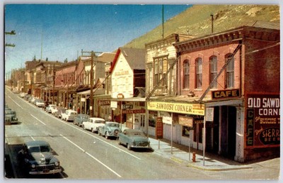 C Street VIRGINIA CITY NEVADA Delta Cafe Sawdust Corner Vintage Postcard