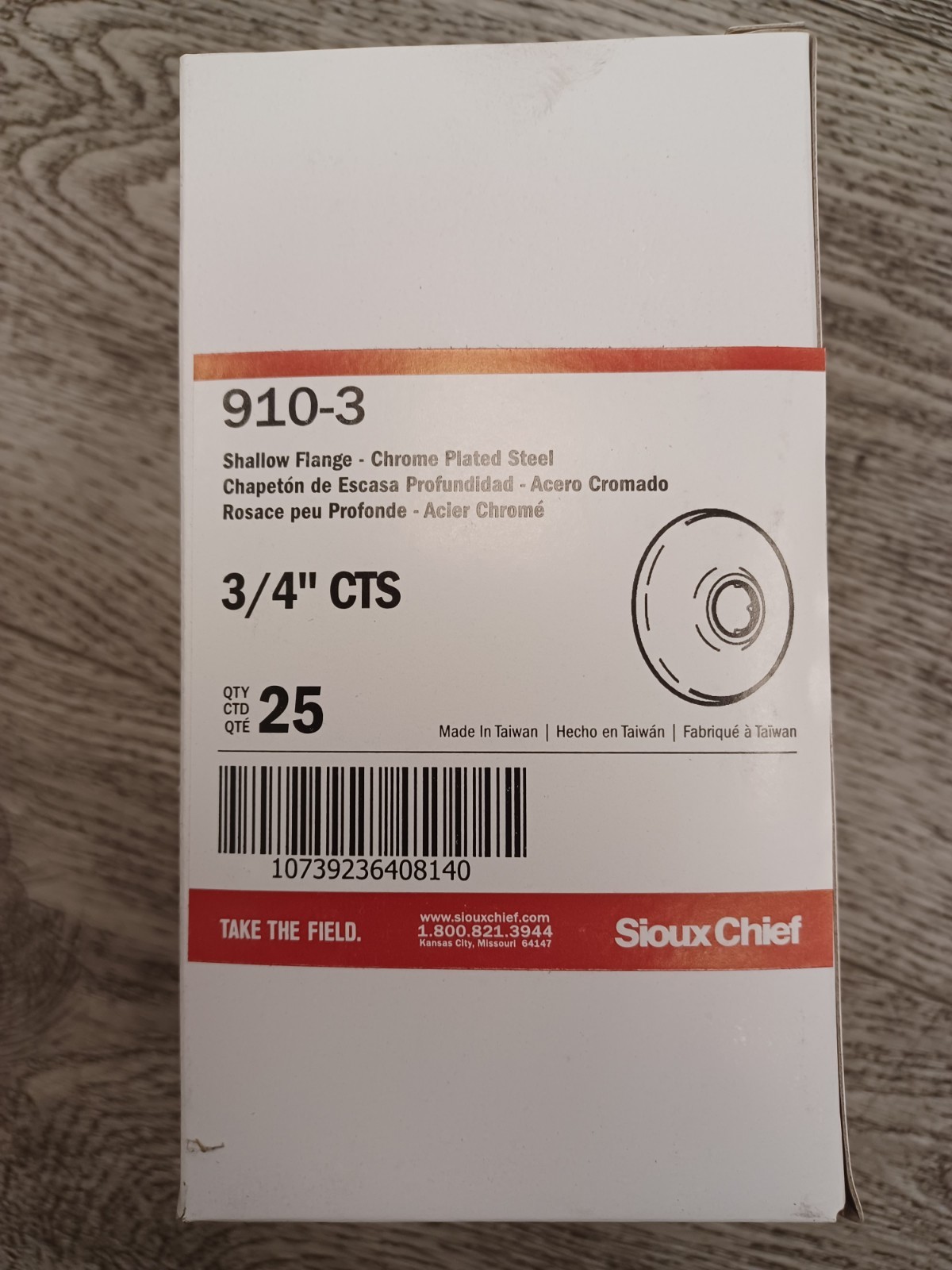 250pk Sioux Chief 910-3,  3/4 in. Steel Shallow Escutcheon, Chrome