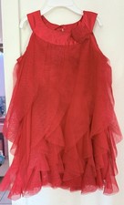 Healthtex Girls Red Tulle Tutu Dress 4T Sleeveless Layered Ruffle Knee