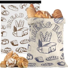 2 Pcs Bread Bags,Zipper Reusable Bread Bags for Homemade Loaf,Sourdough Conta...