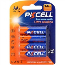 Pkcell LR6-4B 1.5V Alkaline AA Size Battery Pack of 4