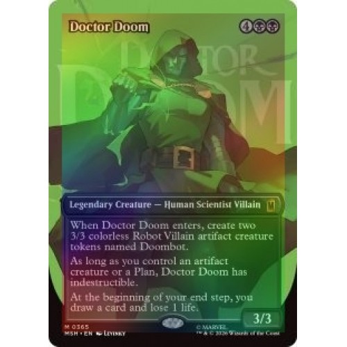 FOIL DOCTOR DOOM (BORDERLESS) (365) Marvel Super Heroes MSH Magic MTG MINT CARD
