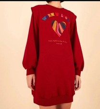 FARM Rio Warm Welcome Sweatshirt dress Dress Burgundy Rainbow Heart Size XL NWT