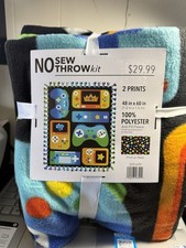 No Sew Throw Kit Gamer Theme 48x60 Fleece Blanket DIY 2 Prints Anti-Pill