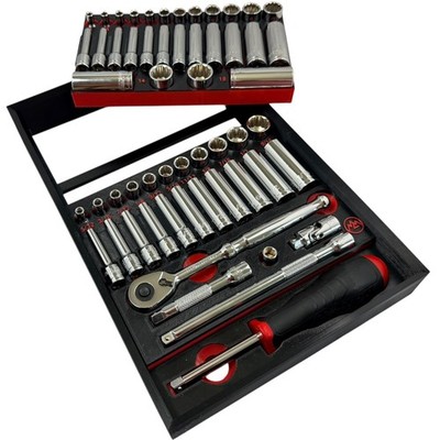 Milwaukee Packout Tekton SKT05303 Modular 1/4'' SAE Metric Socket Tray 3D Printed