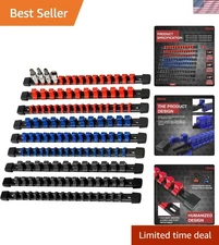 9-Piece Socket Organizer, 1/2 inch, 3/8 inch and 1/4 inch Drive ABS Tools-Soc...