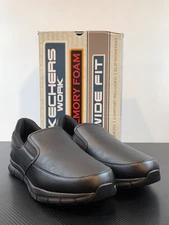 Skechers Men's US14 Nampa Groton Memory Foam Slip On Wide Fit Shoes 77157W/BLK