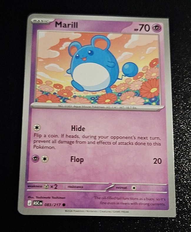 "RARE" POKEMON ME: ASCENDED HEROES SQUARE CORNERS "MIS-CUT" MARILL #083/217