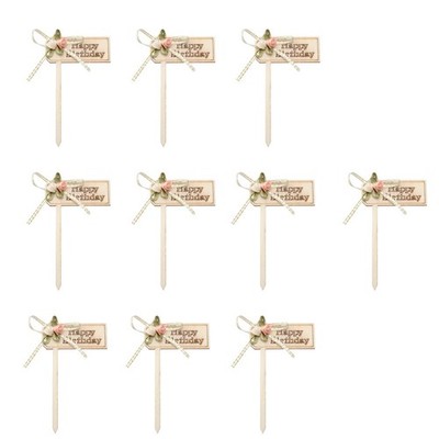 10pcs Cake Toper Backkucheneinsatz (Holzfarbe) Kuchen liefert Desserteinsätze