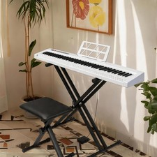 88 Key Piano Keyboard Semi-Weighted Electric Piano Headphone Stand MIDI With Bag