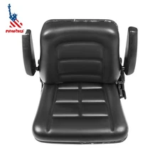 Adjustable Backrest Lawn Mower Tractor Seat Forklift Excavator Seat w/ Armrests