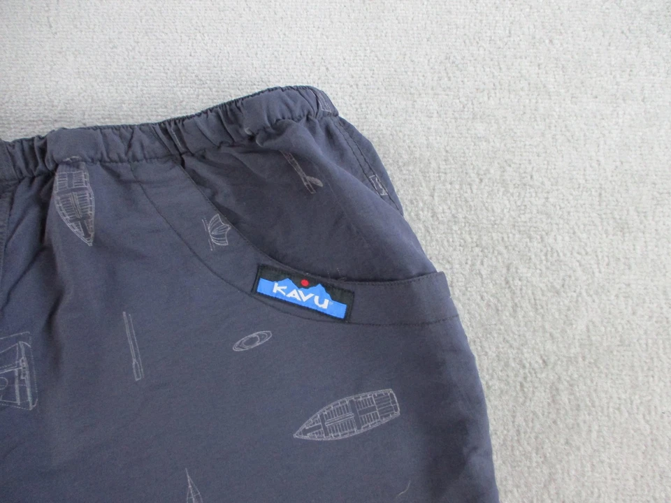 Shorts Kavu Masculino 2XL Cinza Estampa de Barco Nylon Cordão Cintura Exterior Verão - Imagem 4 de 4