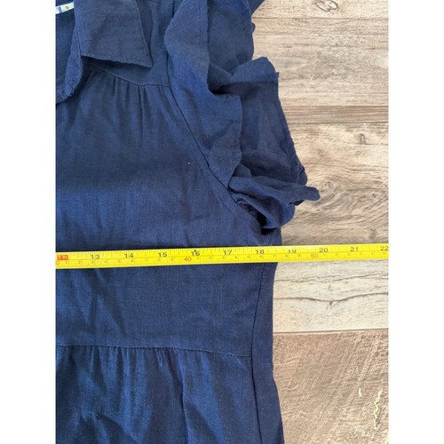 Vestido Umgee Azul Marino Manga Volantes en Niveles Pequeño Mezcla de Lino Boho Informal Bolsillos - Imagen 3 de 6