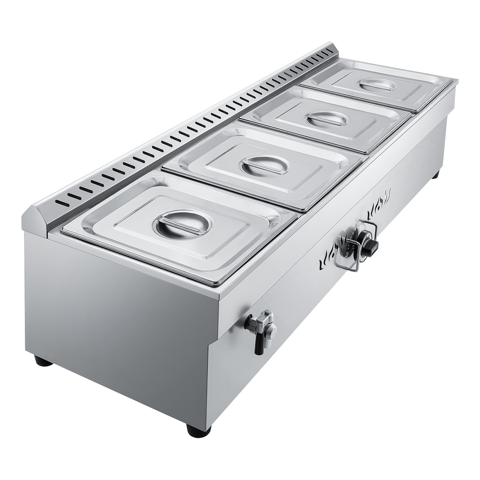 VEVOR Commercial Propane Steam Table 4-Pan Outdoor Food Warmer Stainless Steel