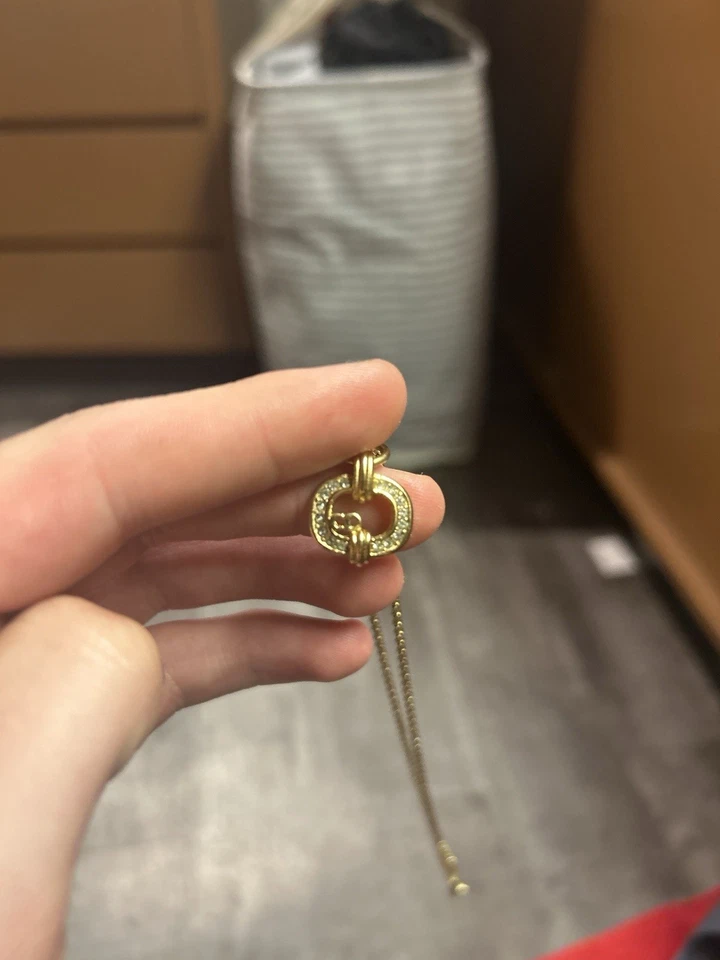 Christian Dior Oro 24k Collar Cadena Diamante Colgante Nuevo Autenticado Y2K Foto 2 de 3