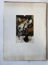 Abstrakte Radierung koloriert – signiert & nummeriert 98/100 – Kunst