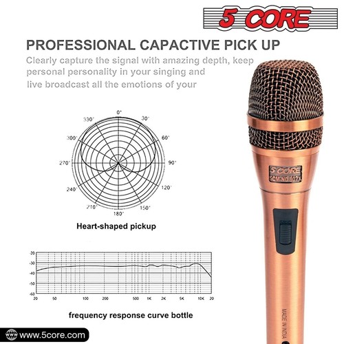 5Core XLR Microphone Dynamic Mic Karaoke Singing Studio Microfono Handheld Mics - Picture 2 of 12