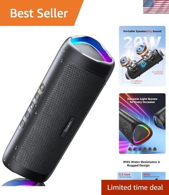 Portable Waterproof Bluetooth Speaker - 20W Sound, TWS Pairing, LED Light Show