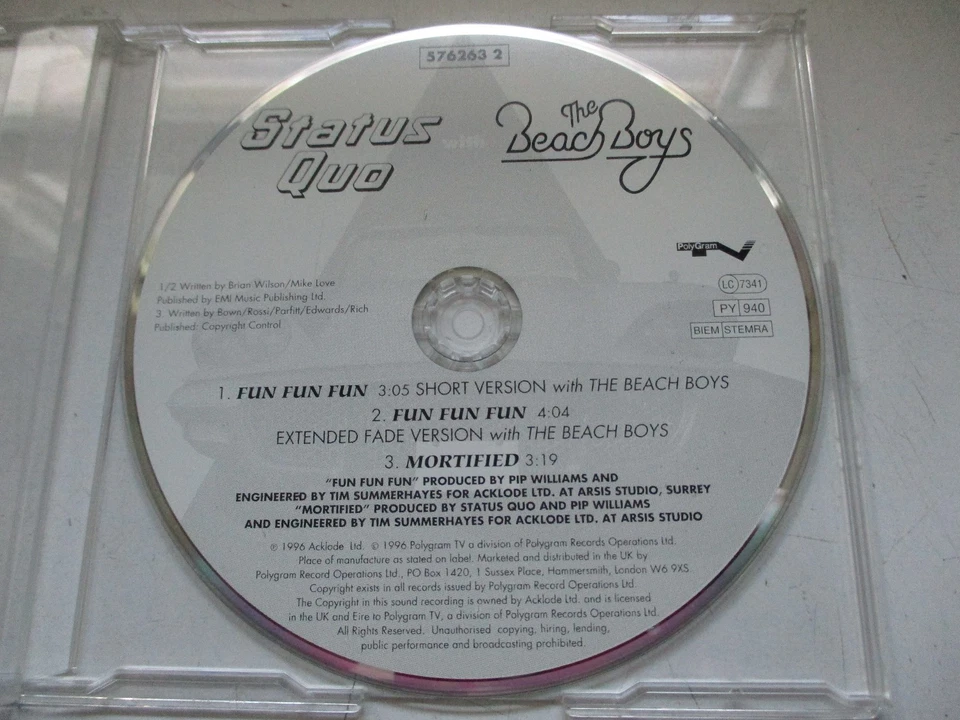 STATUS QUO with The Beach Boys "fun fun fun" - CD-single, made in Germany - - Bild 2 von 2