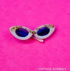 Vintage Barbie Doll Fashion PAK White Sunglasses w/Glitter Near Mint ~ 1960's