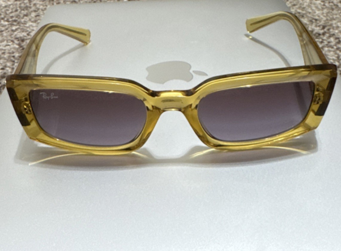 Ray-Ban Rectangular Sunglasses Yellow Frame Brown… - image 3