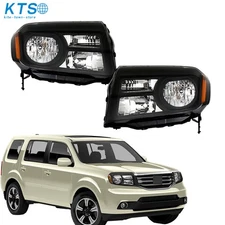 Halogen For Honda Pilot 2012-2015 Headlights Assembly Black Housing Left+Right