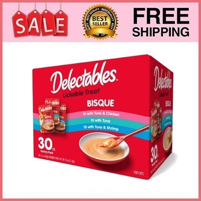 Hartz Delectables Bisque Lickable Wet Cat Treats Variety Pack, 30 Count