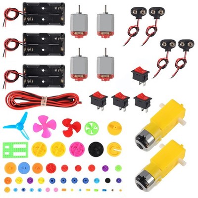 DC Motor Kit with Battery Holder, Gears, Propeller  Switch for DIY Projects