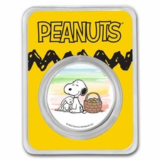 Peanuts® Snoopy & The Easter Bunny 1 oz Colorized Silver 96.66 per troy oz