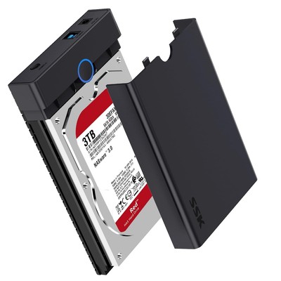 3.5 External Hard Drive Enclosure USB 3.0 to SATA Lay-Flat Tool-Free Case Doc...
